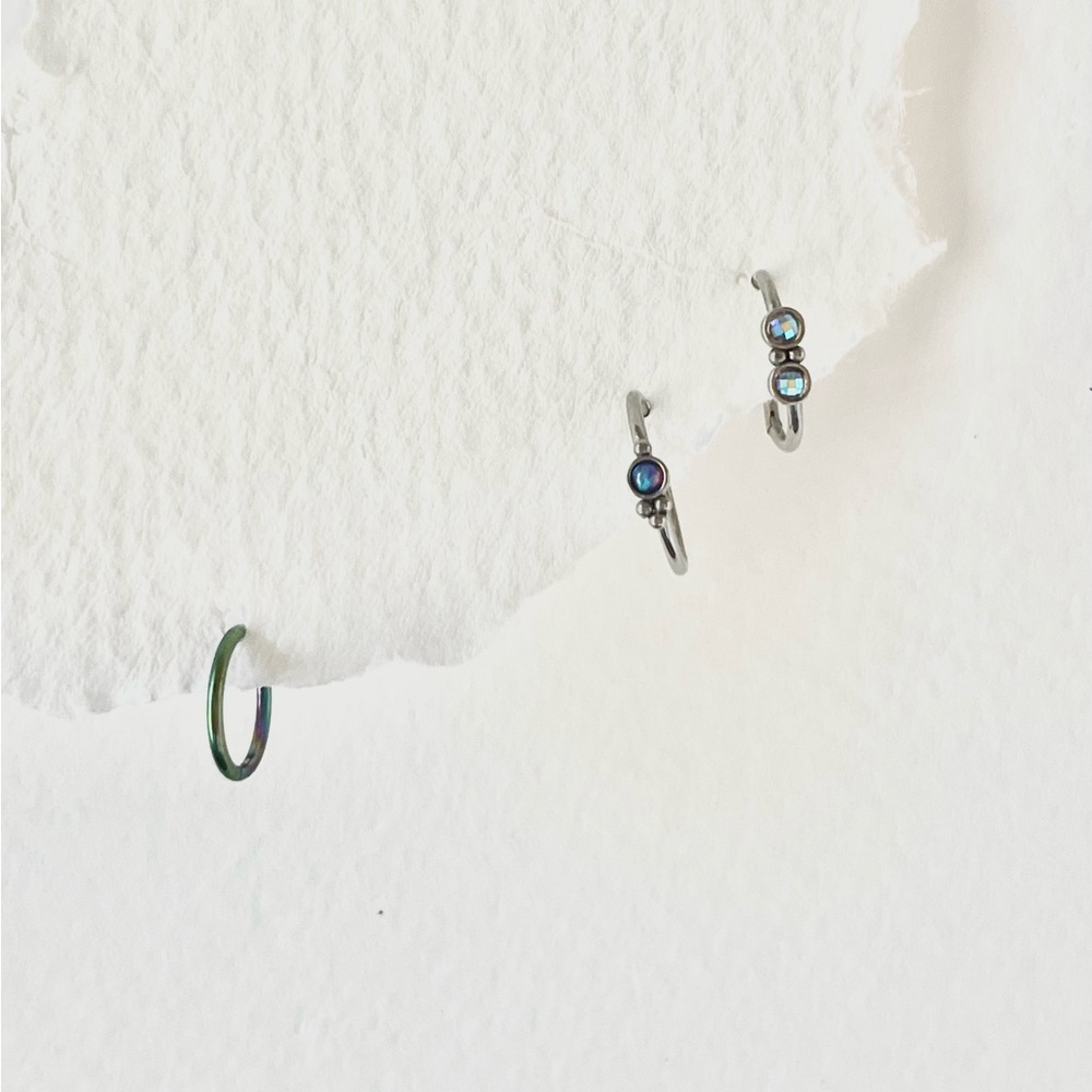 Opal Rainbow Hoop Set | Titanium